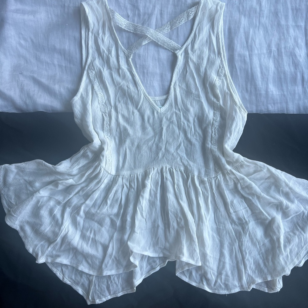 Kimchi Blue Lace-Trimmed White Top